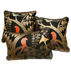 Silk & Metallic Thread Art Deco Pillows.