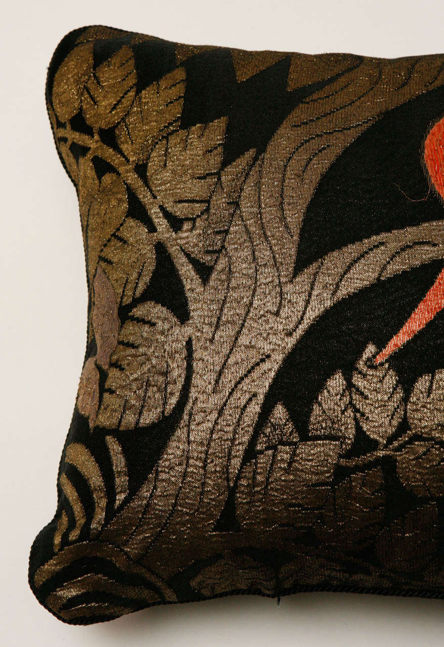 20th Century Silk & Metallic Thread Art Deco Pillows.
