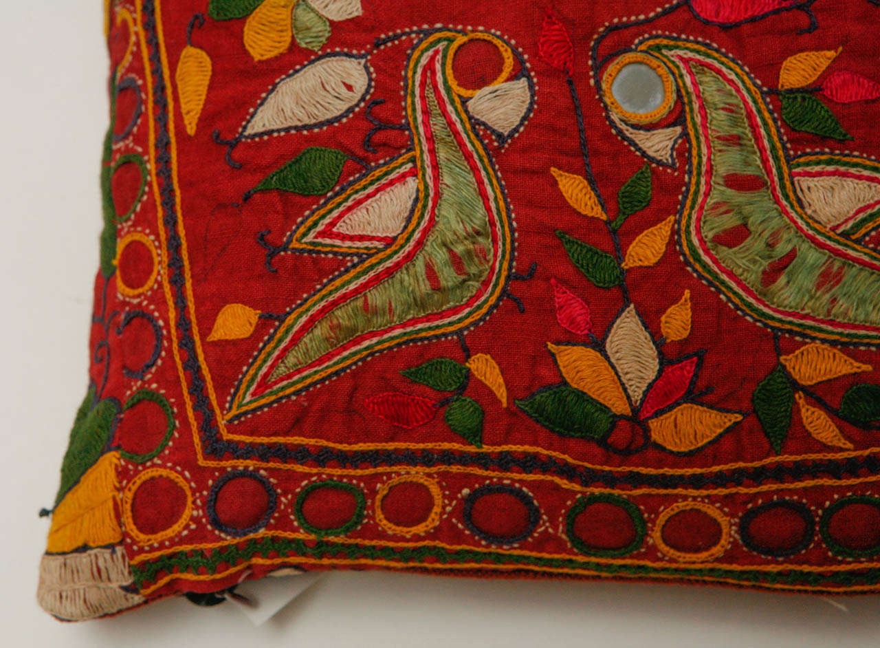 Small Shisha Embroidered Indian Pillow In Good Condition In Los Angeles, CA