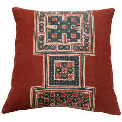Vintage SE Asian Embroidery & Applique Panel Pillow