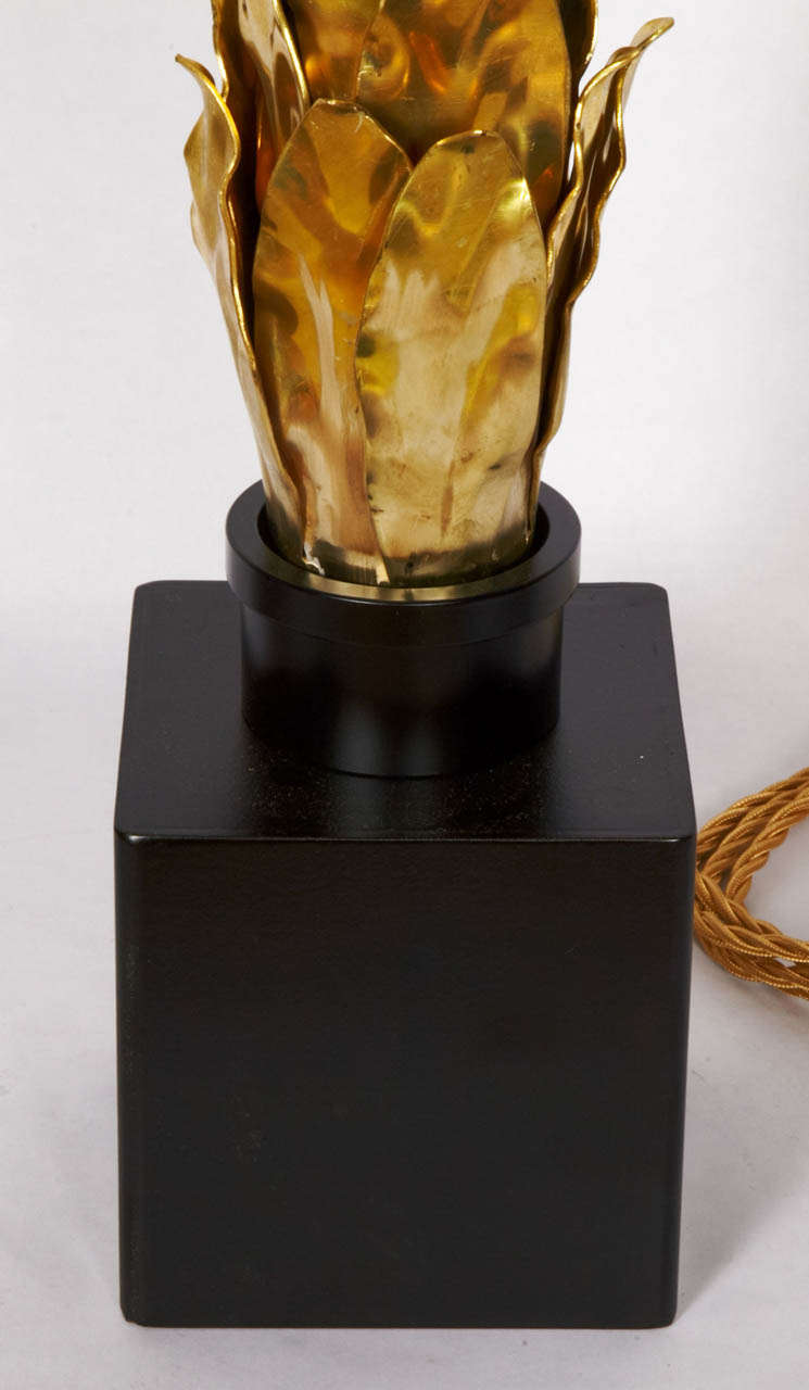 French Pair Of Lamps With Golden Leafs