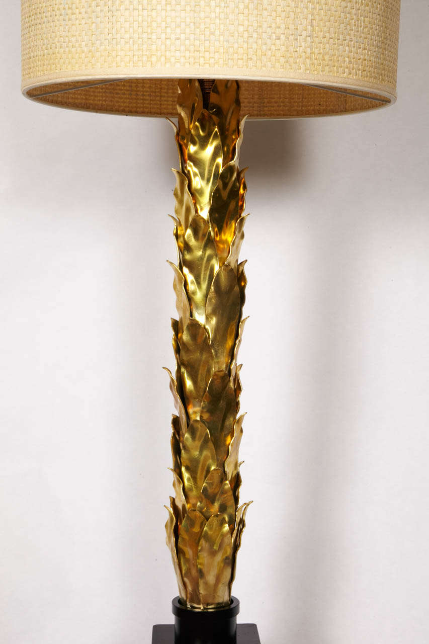Pair Of Lamps With Golden Leafs In Excellent Condition In Bois-Colombes, FR