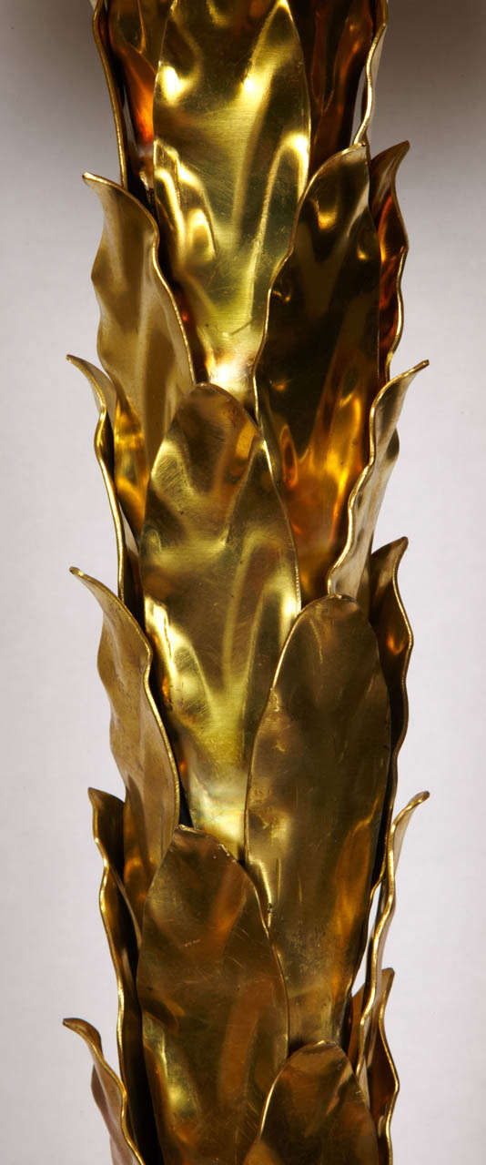 Late 20th Century Pair Of Lamps With Golden Leafs