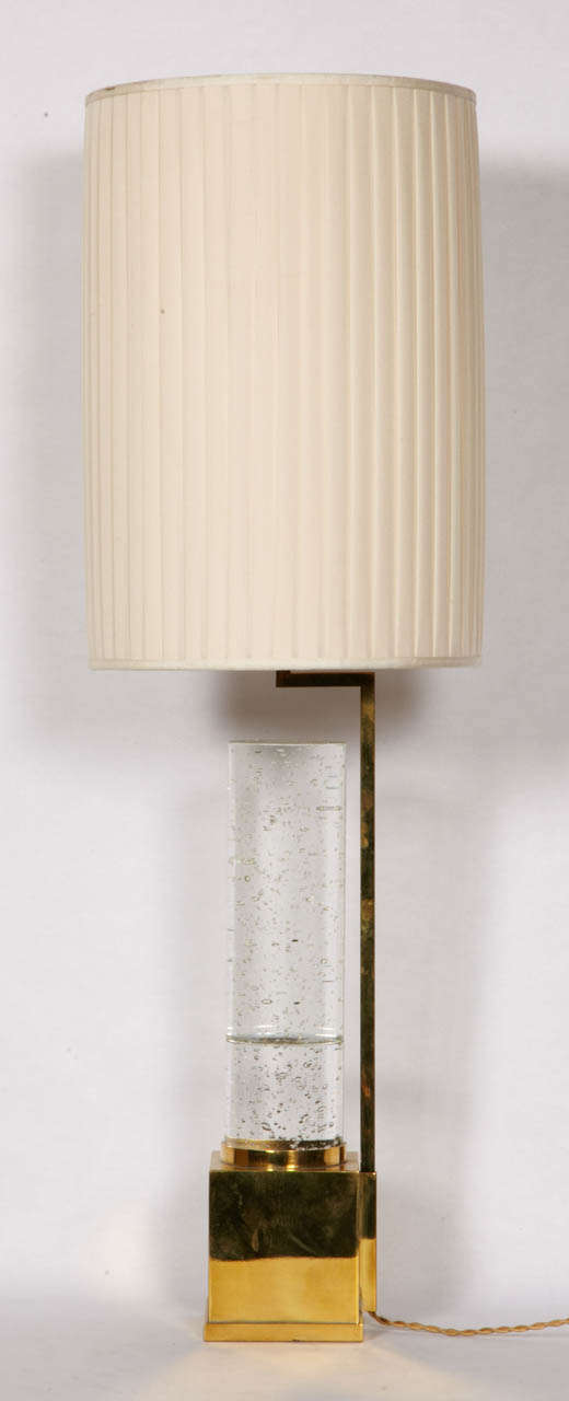 Rare pair of lamps with bubble glass column.
No shade provided.
Dimensions given without shade.