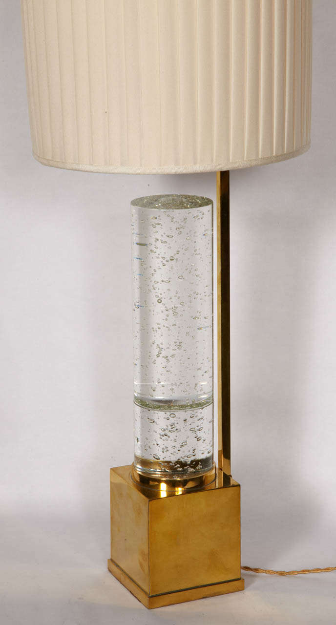 Brass Pair of Murano Glass Table Lamps bu Juanluca Fontana