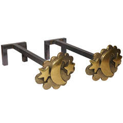 Pair of Bronze Clouds Andirons by Robert Phandeve 3