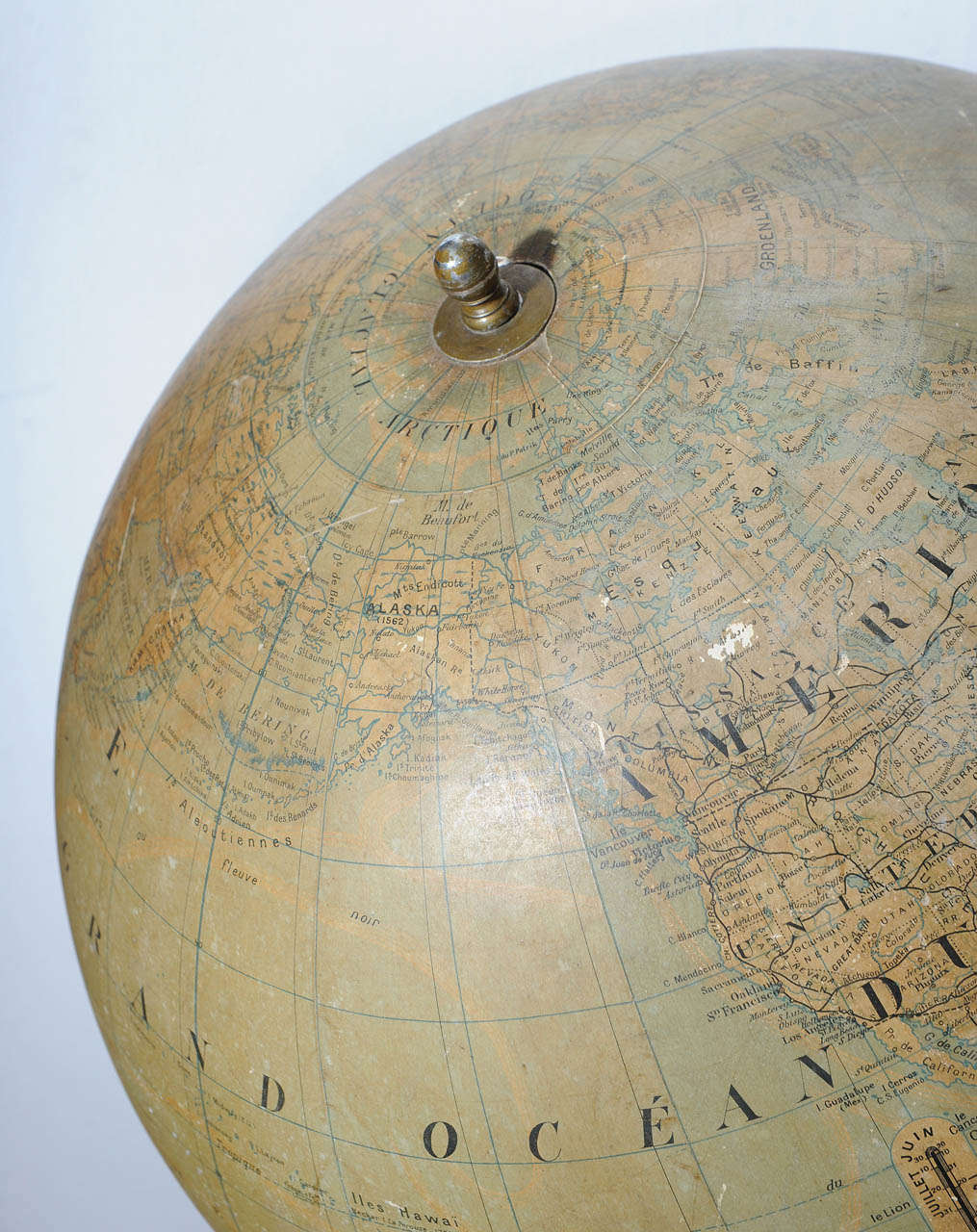 French Large Scale Floor Globe by Girard Barrère Paris on Elevated Cast-Iron Tripod