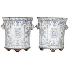 Pair of Enameled Cast-Iron Greenhouse Planters, Rouen Style