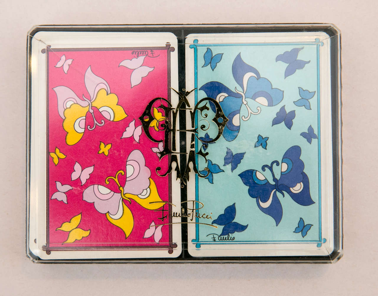 Late 20th Century 2 decks of emilio pucci playing cards in box presented by funky finders
