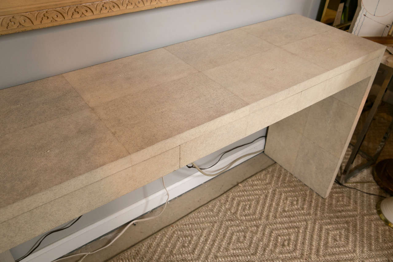 Modern Shagreen Console Table In Excellent Condition In Stamford, CT