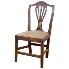 English 18th Century Oak Arrow Cut-Out, Shield Back Country Side Chair
