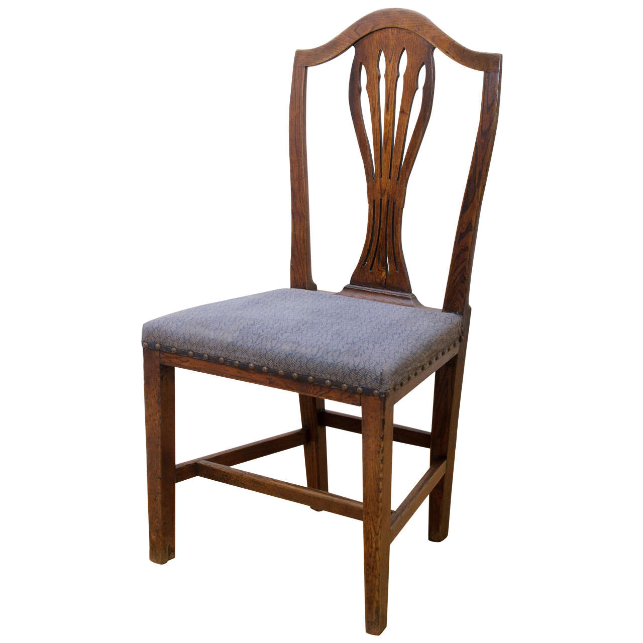 Oak 18th Century English Arrow Cut-Out, Shield Back Country Chair
