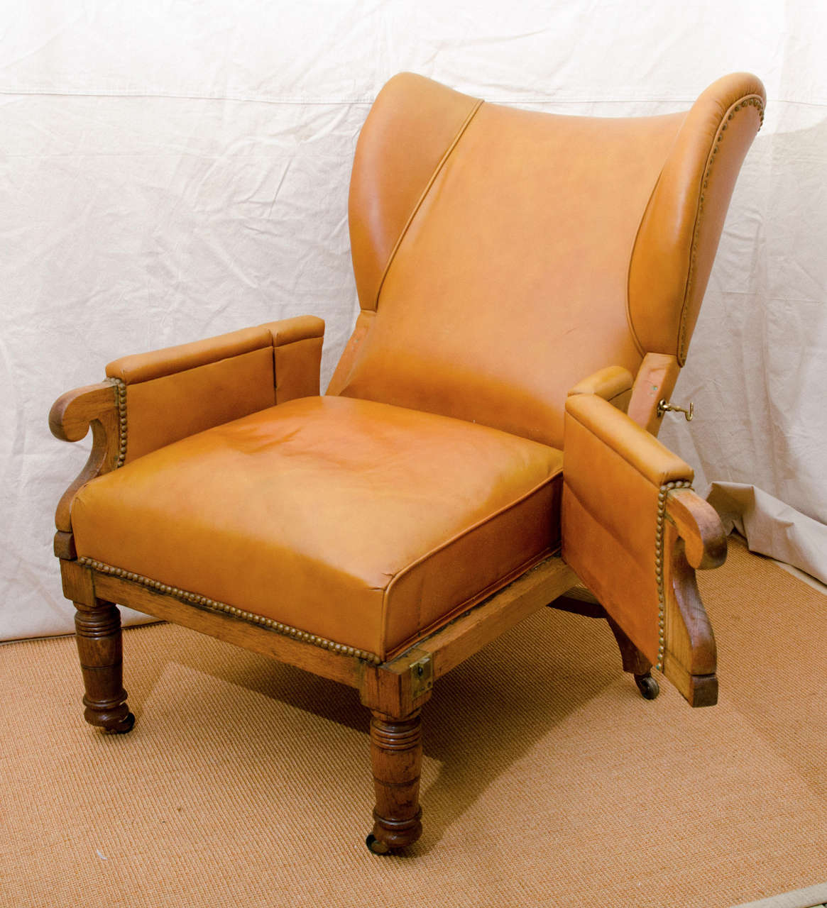 English 19th Century Leather Covered Invalid's Wing Chair 2