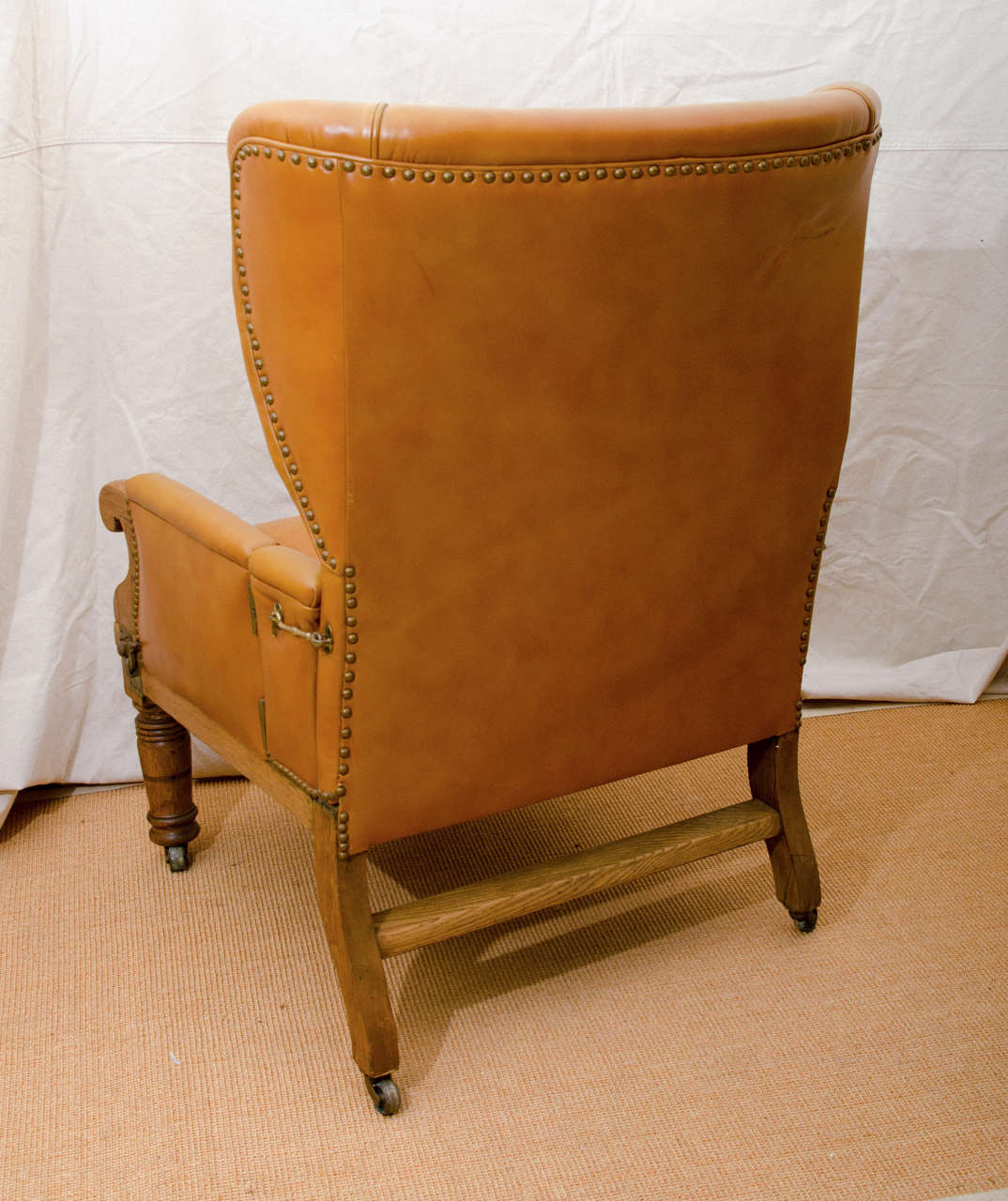 English 19th Century Leather Covered Invalid's Wing Chair 3