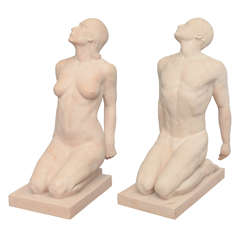 Matched Pair of Art Deco Terracotta Sculpture or Statues by Demetre Chiparus