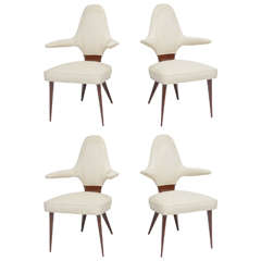 Set of Four Italian Modern Mahogany Armchairs, Silvio Cavatorta 8