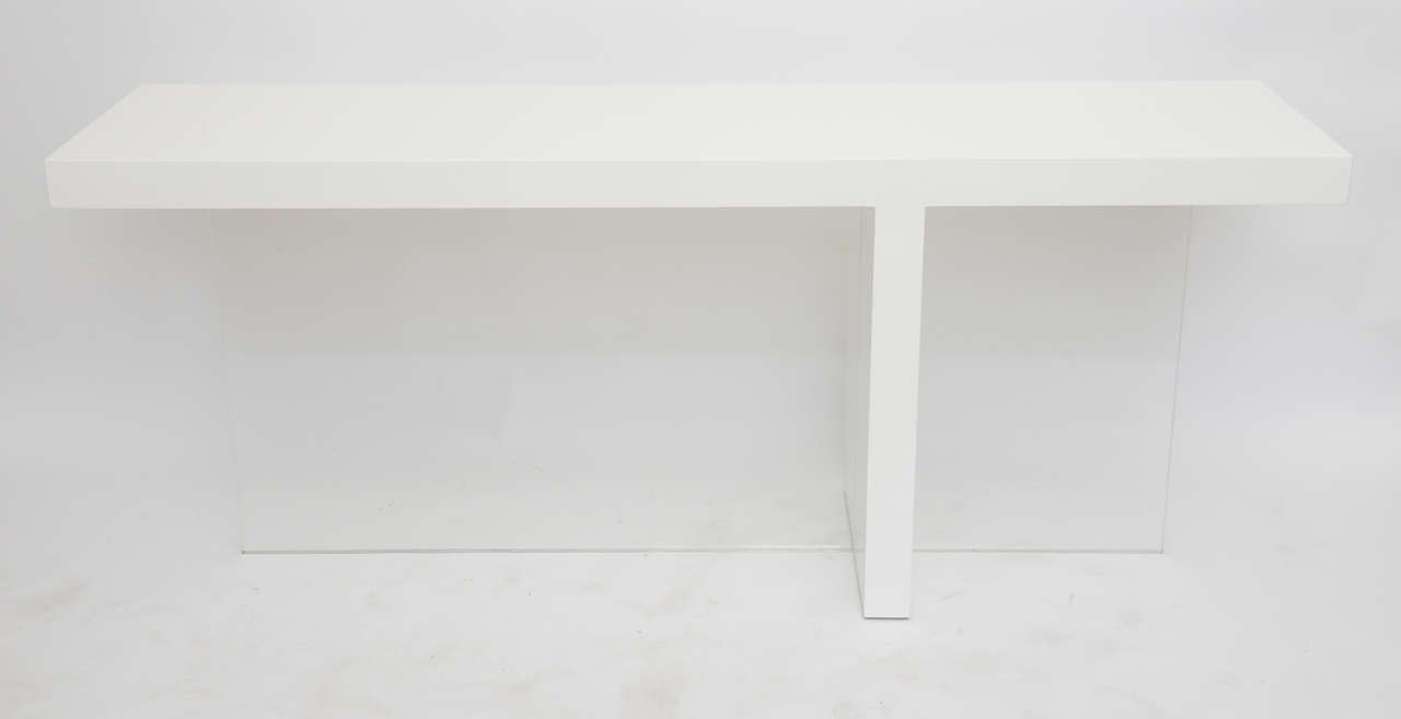 A Vladimir Kagan White Lacquer and Lucite Console