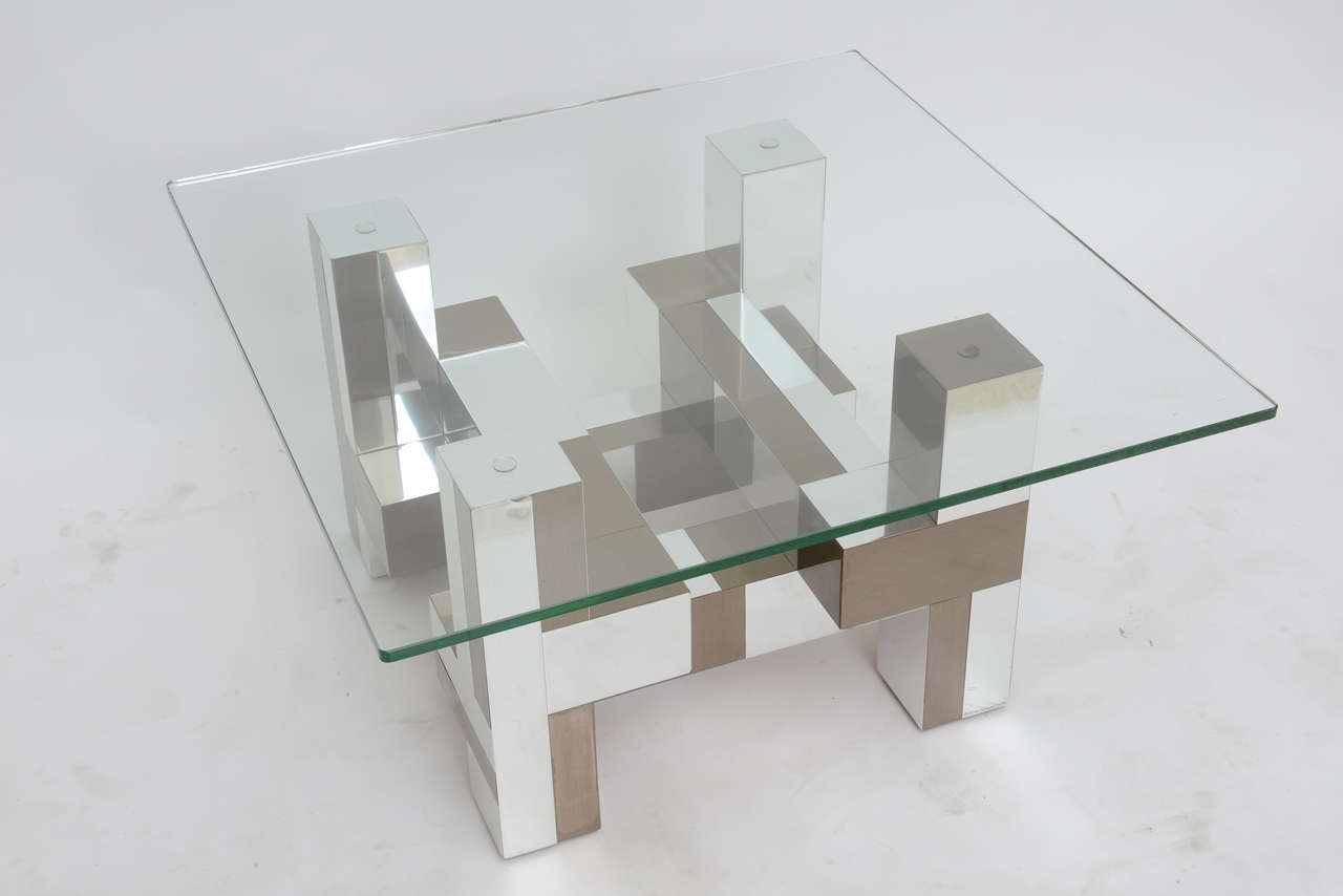 Mid-Century Modern American Modern Chrome and Pewter Cityscape Low Table, Paul Evans