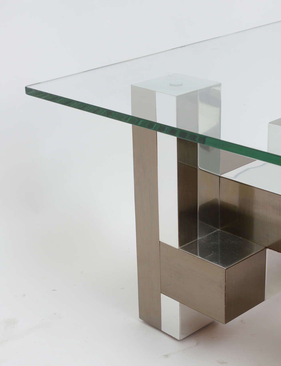 American Modern Chrome and Pewter Cityscape Low Table, Paul Evans In Excellent Condition In Hollywood, FL