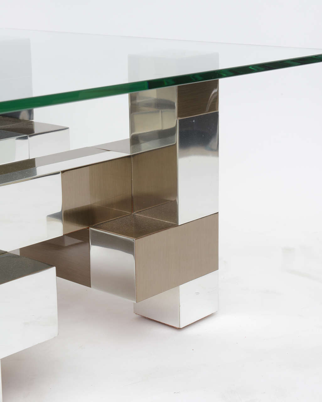 American Modern Chrome and Pewter Cityscape Low Table, Paul Evans 1