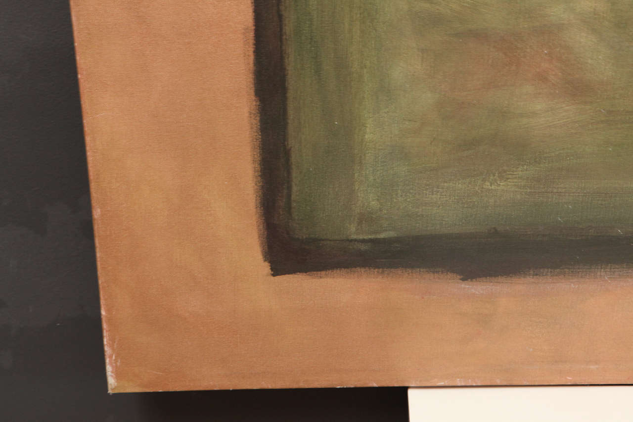 Green and Brown Field Painting In Good Condition For Sale In South Pasadena, CA