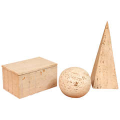 Trio of Raymor Italy Travertine  Objects