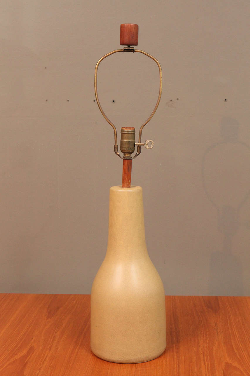 Ceramic Martz lamp with matte mustard glaze.