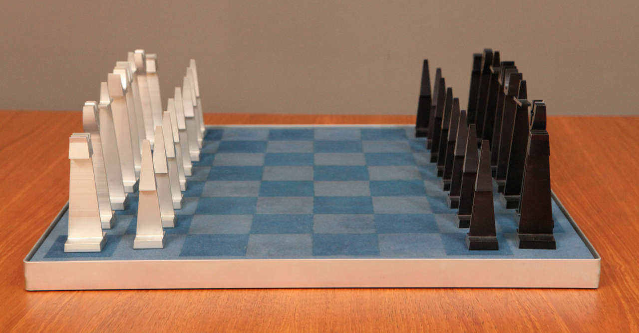 Mid-Century Modern Austin Enterprises Aluminum Chess Set and Board