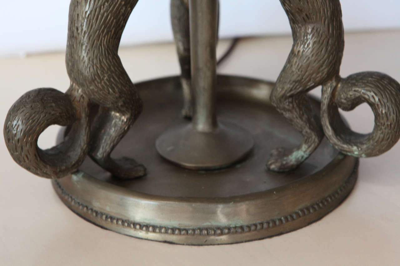 20th Century Silvered Bronze Squirrel Table Lamp