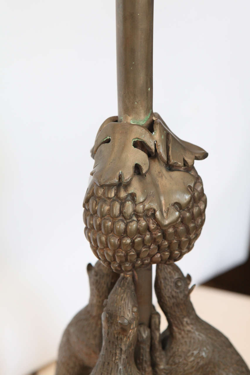 Silvered Bronze Squirrel Table Lamp 3