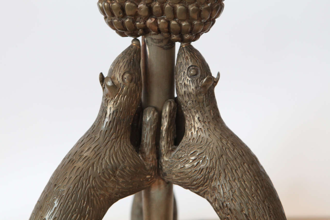 Silvered Bronze Squirrel Table Lamp 4