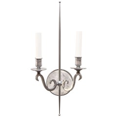 Pewter and Rock Crystal Sconces Parzinger Influence