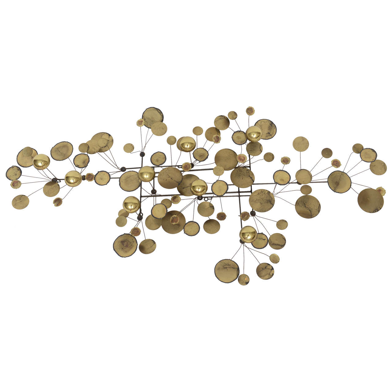 Brass Raindrops Wall Sculpture by C. Jere, Manufactured by Artisan House