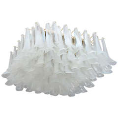 Large Square Flush Mount Petal Chandelier by Mazzega