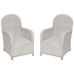 Vintage Pair of White Beaded African Chairs