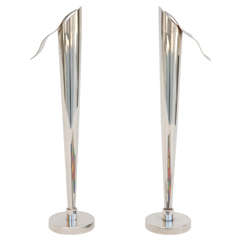 Pair of  Silver Plated "Algorithme" Candlesticks