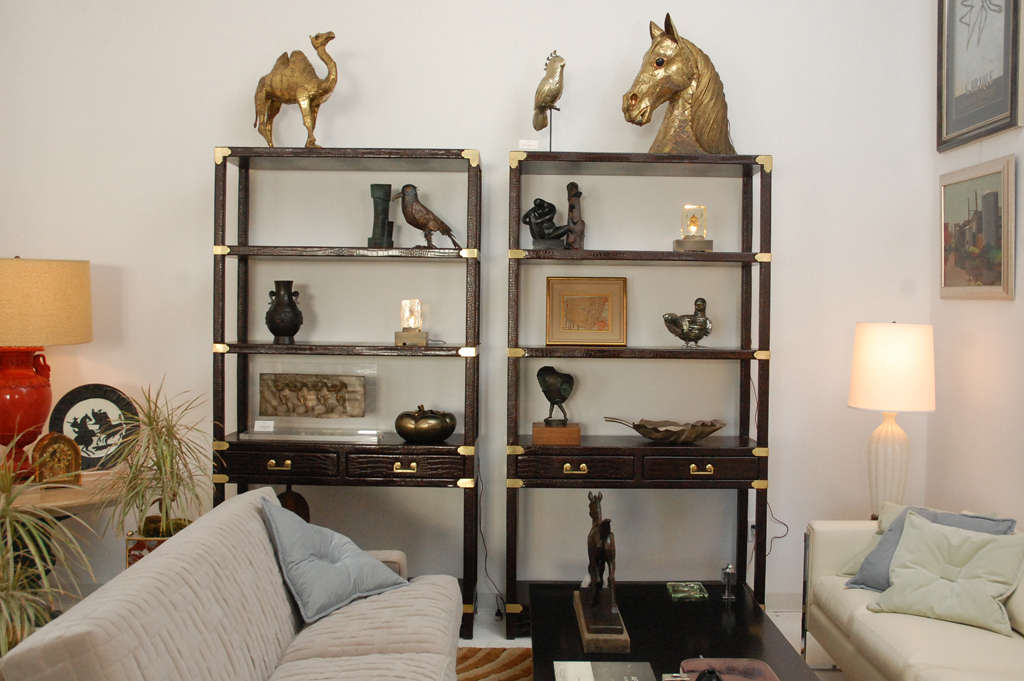 A Dramatic Pair of Chic Campaign-Style Étagères