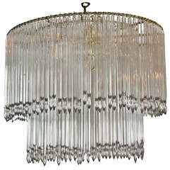 Vintage Tiered Straw Crystal  Chandelier