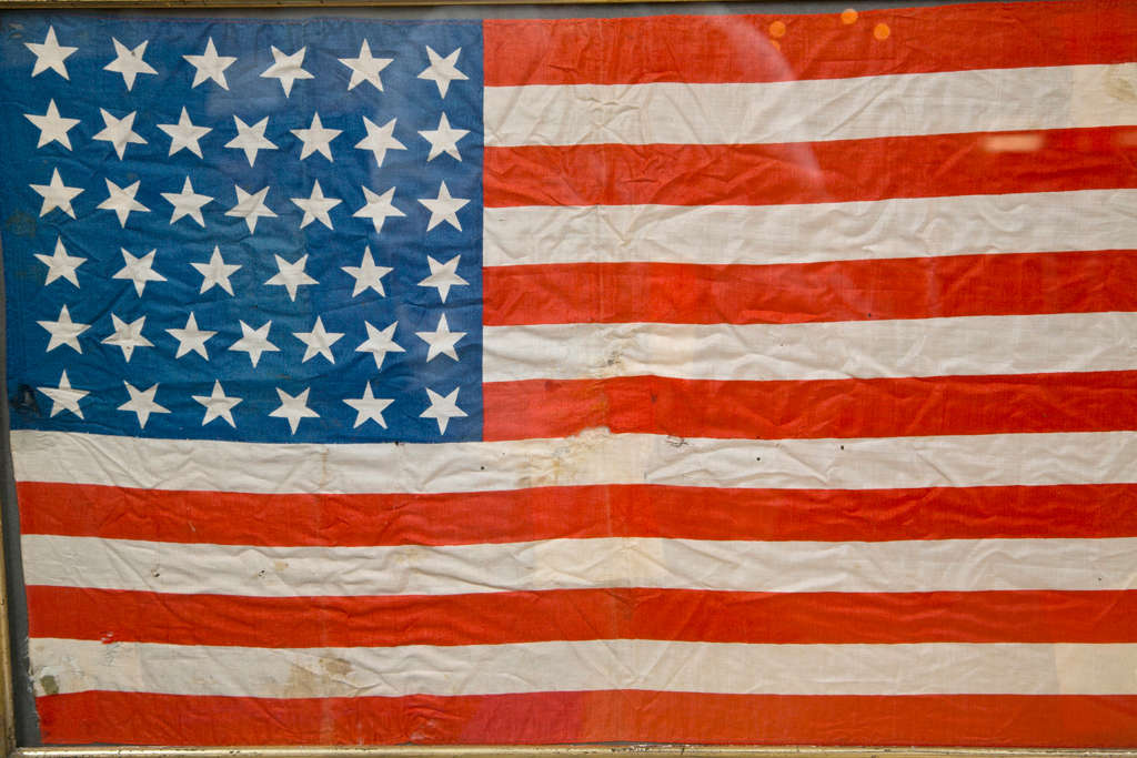 Framed 36 Star American Late Civil War Flag For Sale 1