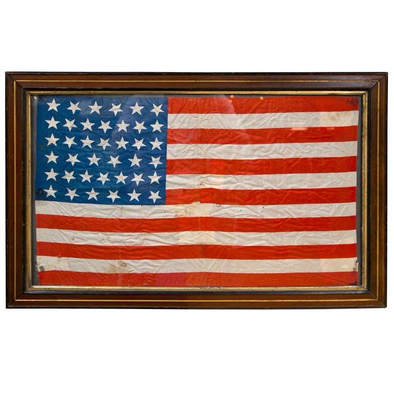 Framed 36 Star American Late Civil War Flag For Sale