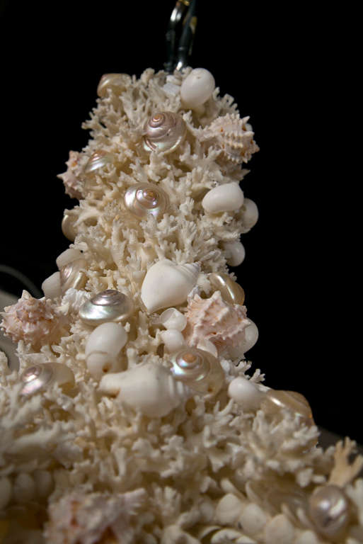 Mid-20th Century Coral Chandelier With Shells Attributed To Jensen For Sale