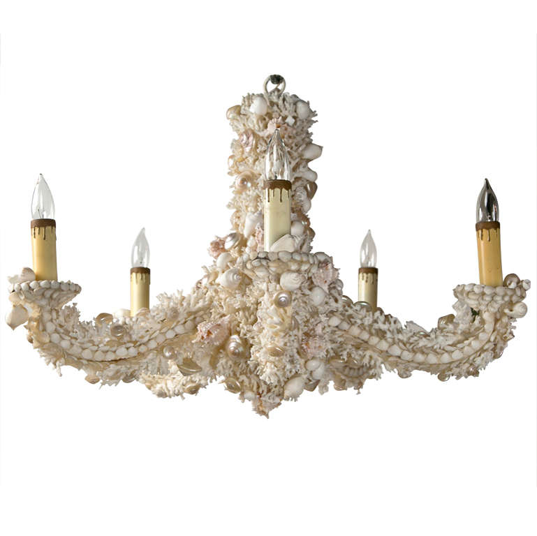 Coral Chandelier With Shells Attributed To Jensen For Sale