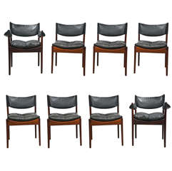 Set of 6 Side And 2 Arm Chairs by Kristian Solmer Vedel