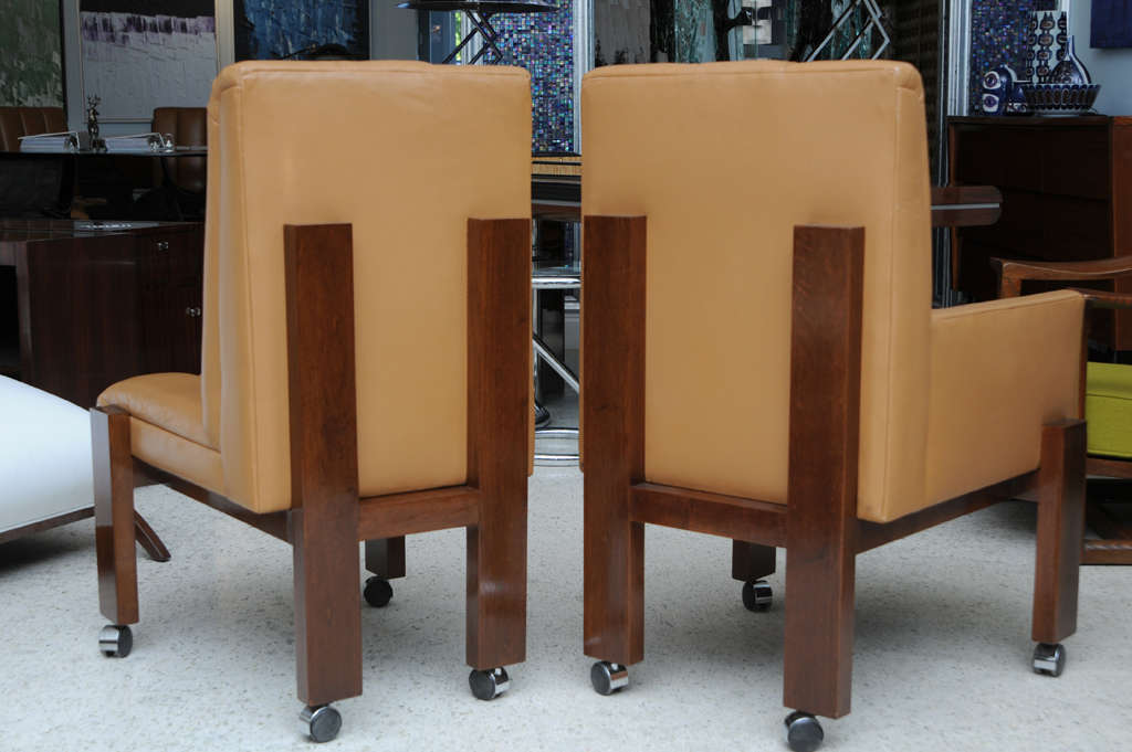 Rare Set of Ten Paul Evans Mahogany and Leather Chairs In Excellent Condition In Hollywood, FL