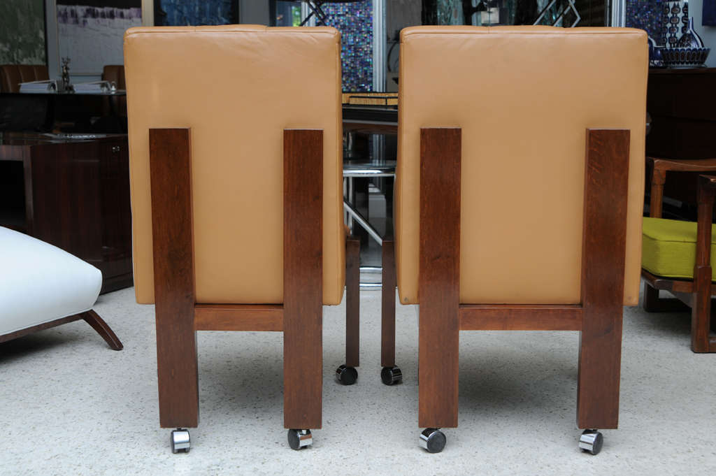 Late 20th Century Rare Set of Ten Paul Evans Mahogany and Leather Chairs