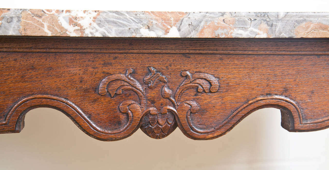 18th C French Carved Oak Console Table with Marble Top 3