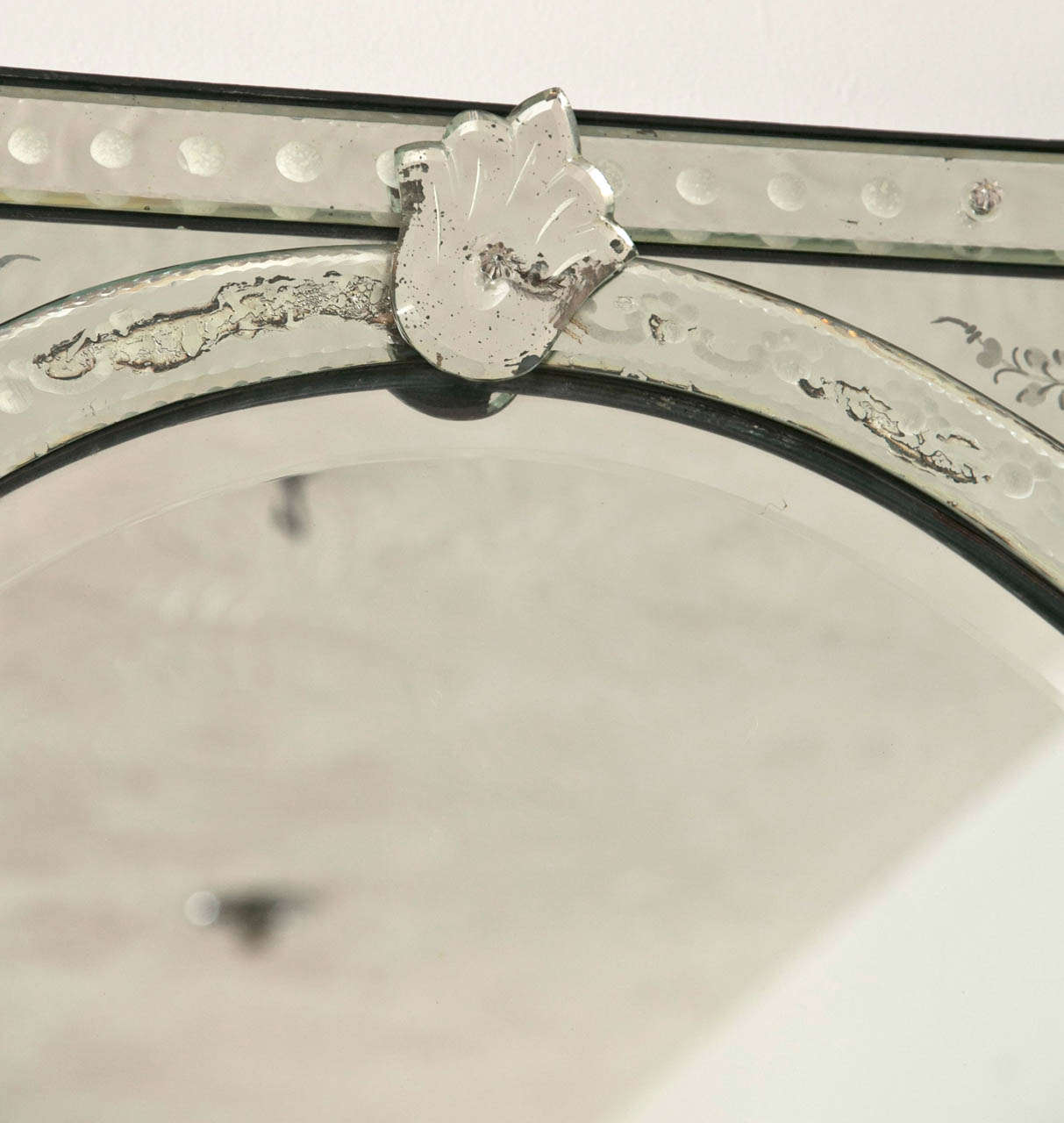 Mid- Century Italian Etched Glass Over Mantel Mirror In Good Condition In Stamford, CT