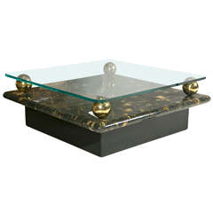 Tessellated Horn and Brass Coffee Table