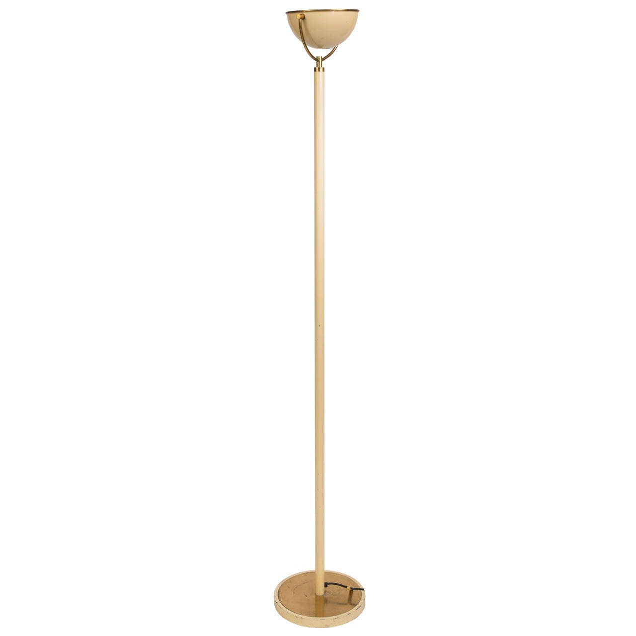 Standard lamp with enameled bowl and stem, Italy circa 1950 For Sale