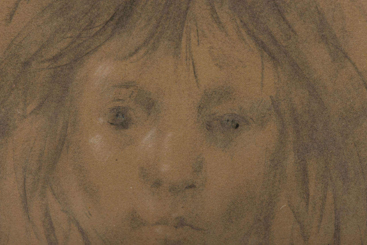 Mid-20th Century Harold Riley pastel and chalk on paper portrait, England 1968 For Sale